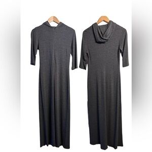 Ross Mayer Minimalist Heather Gray Maxi Dress front zipper